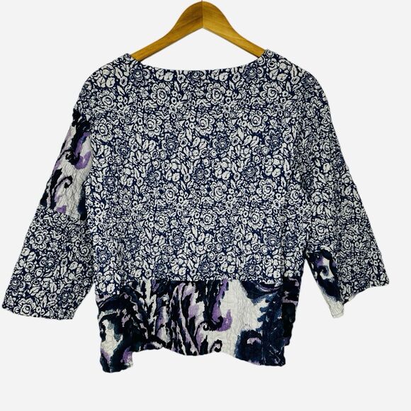 Habitat Stir It Up Patchwork Floral Cropped Sleeve Top - Picture 2 of 7